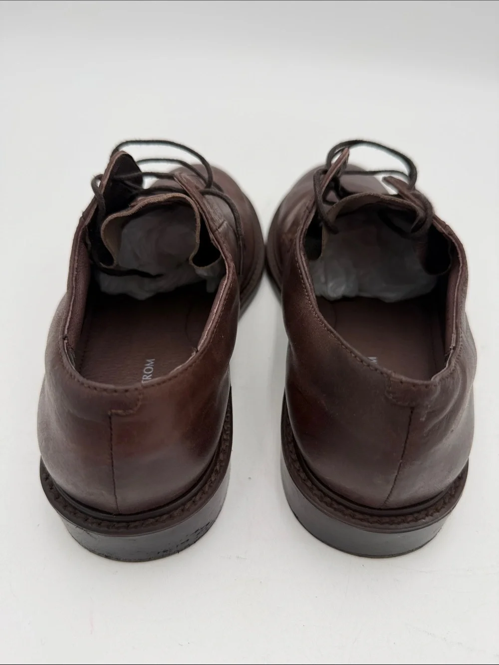 Nordstrom Dark Brown Leather Derby Shoes boys 5M casual school retro comfort